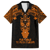 Personalised New Zealand Te Reo Maori Family Matching Long Sleeve Bodycon Dress and Hawaiian Shirt Kia Kaha Maori Language Week Gold Style LT9 Dad's Shirt - Short Sleeve Gold - Polynesian Pride