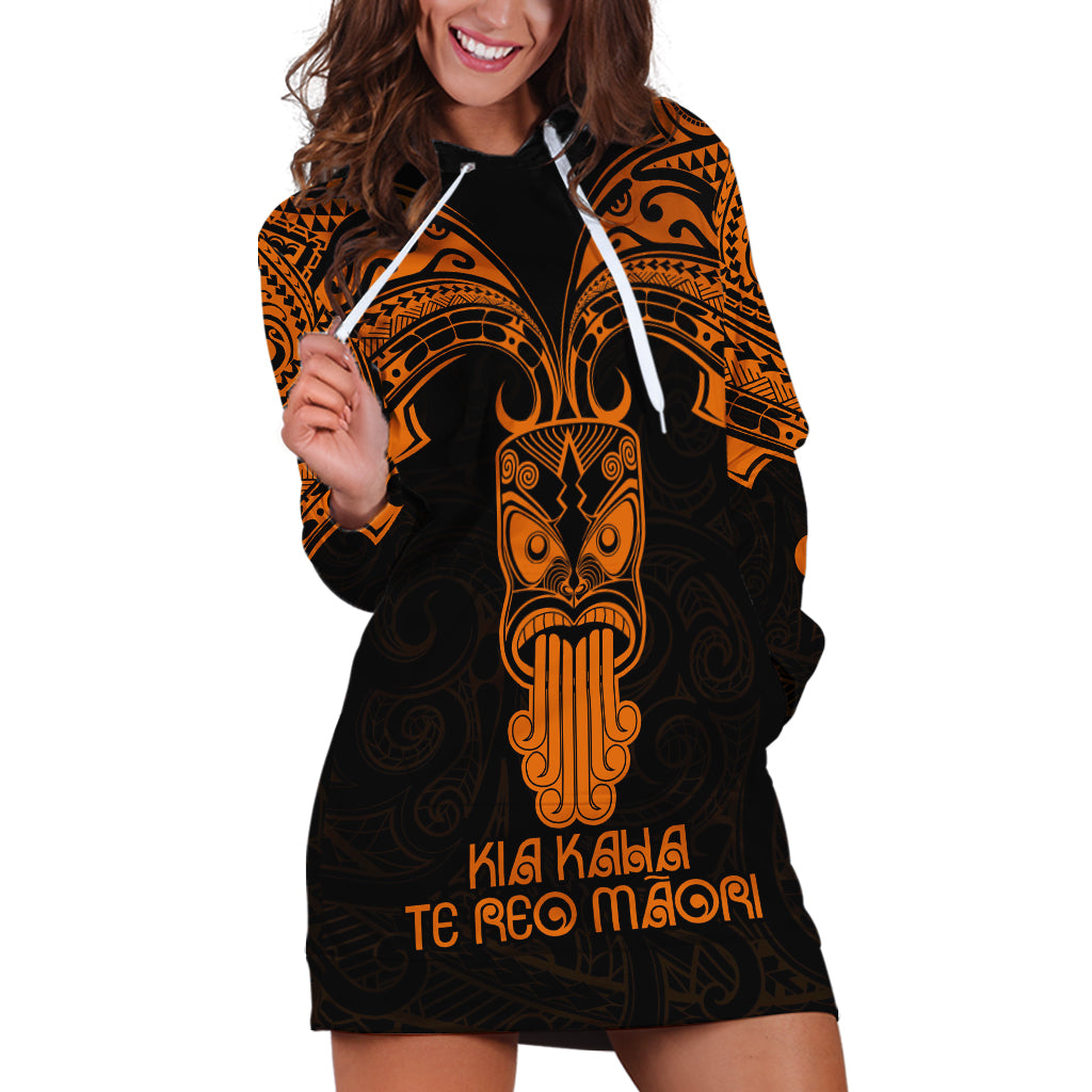 Personalised New Zealand Te Reo Maori Hoodie Dress Kia Kaha Maori Language Week Gold Style LT9 Gold - Polynesian Pride