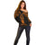 Personalised New Zealand Te Reo Maori Off Shoulder Sweater Kia Kaha Maori Language Week Gold Style LT9 - Polynesian Pride