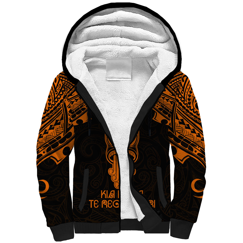 Personalised New Zealand Te Reo Maori Sherpa Hoodie Kia Kaha Maori Language Week Gold Style LT9 Unisex Gold - Polynesian Pride