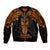 Personalised New Zealand Te Reo Maori Sleeve Zip Bomber Jacket Kia Kaha Maori Language Week Gold Style LT9 Unisex Gold - Polynesian Pride
