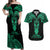 Personalised New Zealand Te Reo Maori Couples Matching Off Shoulder Maxi Dress and Hawaiian Shirt Kia Kaha Maori Language Week Green Style LT9 Green - Polynesian Pride