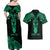 Personalised New Zealand Te Reo Maori Couples Matching Off Shoulder Maxi Dress and Hawaiian Shirt Kia Kaha Maori Language Week Green Style LT9 - Polynesian Pride