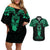 Personalised New Zealand Te Reo Maori Couples Matching Off Shoulder Short Dress and Hawaiian Shirt Kia Kaha Maori Language Week Green Style LT9 Green - Polynesian Pride