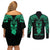 Personalised New Zealand Te Reo Maori Couples Matching Off Shoulder Short Dress and Long Sleeve Button Shirts Kia Kaha Maori Language Week Green Style LT9 - Polynesian Pride