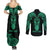 Personalised New Zealand Te Reo Maori Couples Matching Summer Maxi Dress and Long Sleeve Button Shirts Kia Kaha Maori Language Week Green Style LT9 - Polynesian Pride