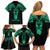 Personalised New Zealand Te Reo Maori Family Matching Off Shoulder Short Dress and Hawaiian Shirt Kia Kaha Maori Language Week Green Style LT9 - Polynesian Pride