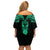 Personalised New Zealand Te Reo Maori Family Matching Off Shoulder Short Dress and Hawaiian Shirt Kia Kaha Maori Language Week Green Style LT9 - Polynesian Pride