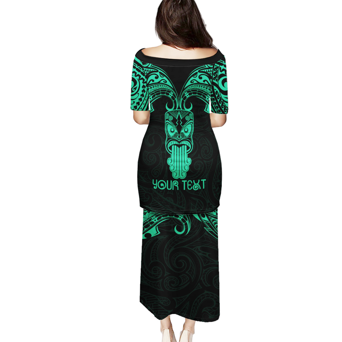 Personalised New Zealand Te Reo Maori Family Matching Puletasi Dress and Hawaiian Shirt Kia Kaha Maori Language Week Green Style LT9 - Polynesian Pride