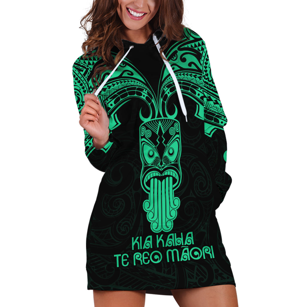 Personalised New Zealand Te Reo Maori Hoodie Dress Kia Kaha Maori Language Week Green Style LT9 Green - Polynesian Pride