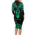 Personalised New Zealand Te Reo Maori Long Sleeve Bodycon Dress Kia Kaha Maori Language Week Green Style LT9 - Polynesian Pride