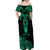 Personalised New Zealand Te Reo Maori Off Shoulder Maxi Dress Kia Kaha Maori Language Week Green Style LT9 - Polynesian Pride