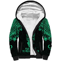 Personalised New Zealand Te Reo Maori Sherpa Hoodie Kia Kaha Maori Language Week Green Style LT9 Unisex Green - Polynesian Pride