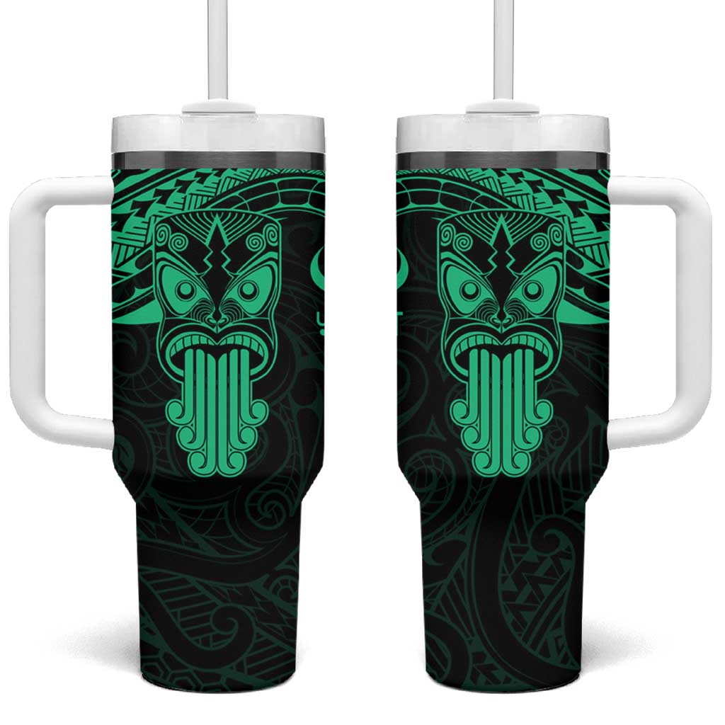 Personalised New Zealand Te Reo Maori Tumbler With Handle Kia Kaha Maori Language Week Green Style