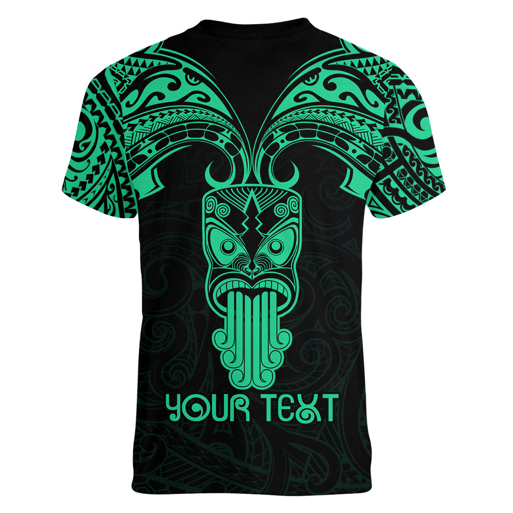 Personalised New Zealand Te Reo Maori Women V Neck T Shirt Kia Kaha Maori Language Week Green Style LT9 - Polynesian Pride