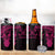 Personalised New Zealand Te Reo Maori 4 in 1 Can Cooler Tumbler Kia Kaha Maori Language Week Pink Style