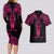 Personalised New Zealand Te Reo Maori Couples Matching Long Sleeve Bodycon Dress and Hawaiian Shirt Kia Kaha Maori Language Week Pink Style LT9 - Polynesian Pride