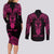 Personalised New Zealand Te Reo Maori Couples Matching Long Sleeve Bodycon Dress and Long Sleeve Button Shirts Kia Kaha Maori Language Week Pink Style LT9 - Polynesian Pride