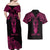 Personalised New Zealand Te Reo Maori Couples Matching Off Shoulder Maxi Dress and Hawaiian Shirt Kia Kaha Maori Language Week Pink Style LT9 - Polynesian Pride