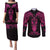 Personalised New Zealand Te Reo Maori Couples Matching Puletasi Dress and Long Sleeve Button Shirts Kia Kaha Maori Language Week Pink Style LT9 Pink - Polynesian Pride