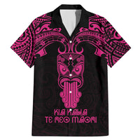 Personalised New Zealand Te Reo Maori Family Matching Mermaid Dress and Hawaiian Shirt Kia Kaha Maori Language Week Pink Style LT9 Dad's Shirt - Short Sleeve Pink - Polynesian Pride