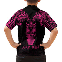 Personalised New Zealand Te Reo Maori Family Matching Puletasi Dress and Hawaiian Shirt Kia Kaha Maori Language Week Pink Style LT9 - Polynesian Pride