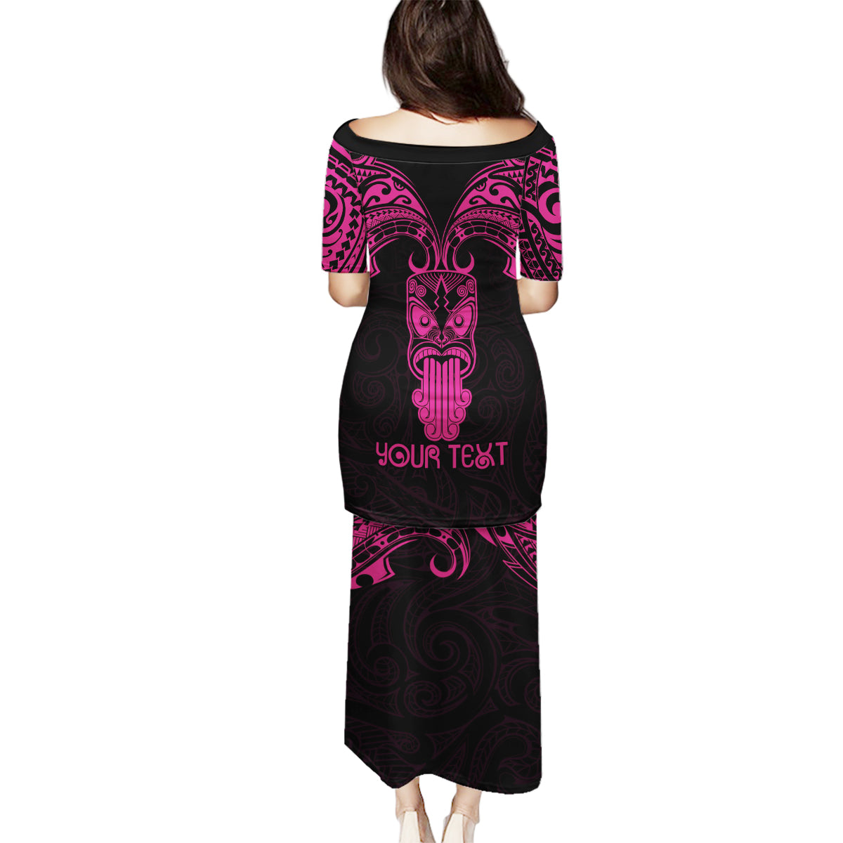 Personalised New Zealand Te Reo Maori Family Matching Puletasi Dress and Hawaiian Shirt Kia Kaha Maori Language Week Pink Style LT9 - Polynesian Pride