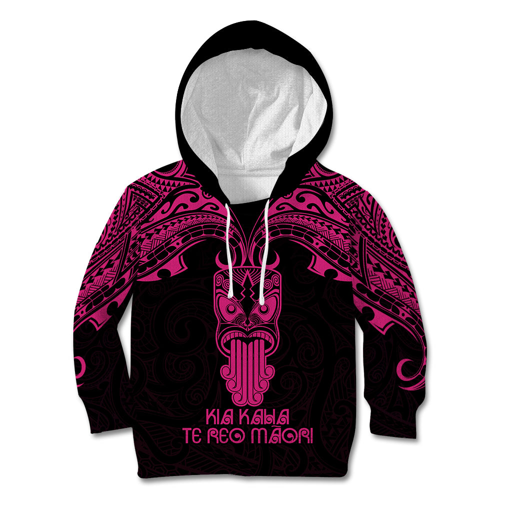 Personalised New Zealand Te Reo Maori Kid Hoodie Kia Kaha Maori Language Week Pink Style LT9 Pink - Polynesian Pride