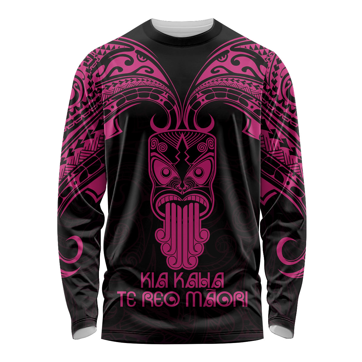 Personalised New Zealand Te Reo Maori Long Sleeve Shirt Kia Kaha Maori Language Week Pink Style LT9 Unisex Pink - Polynesian Pride