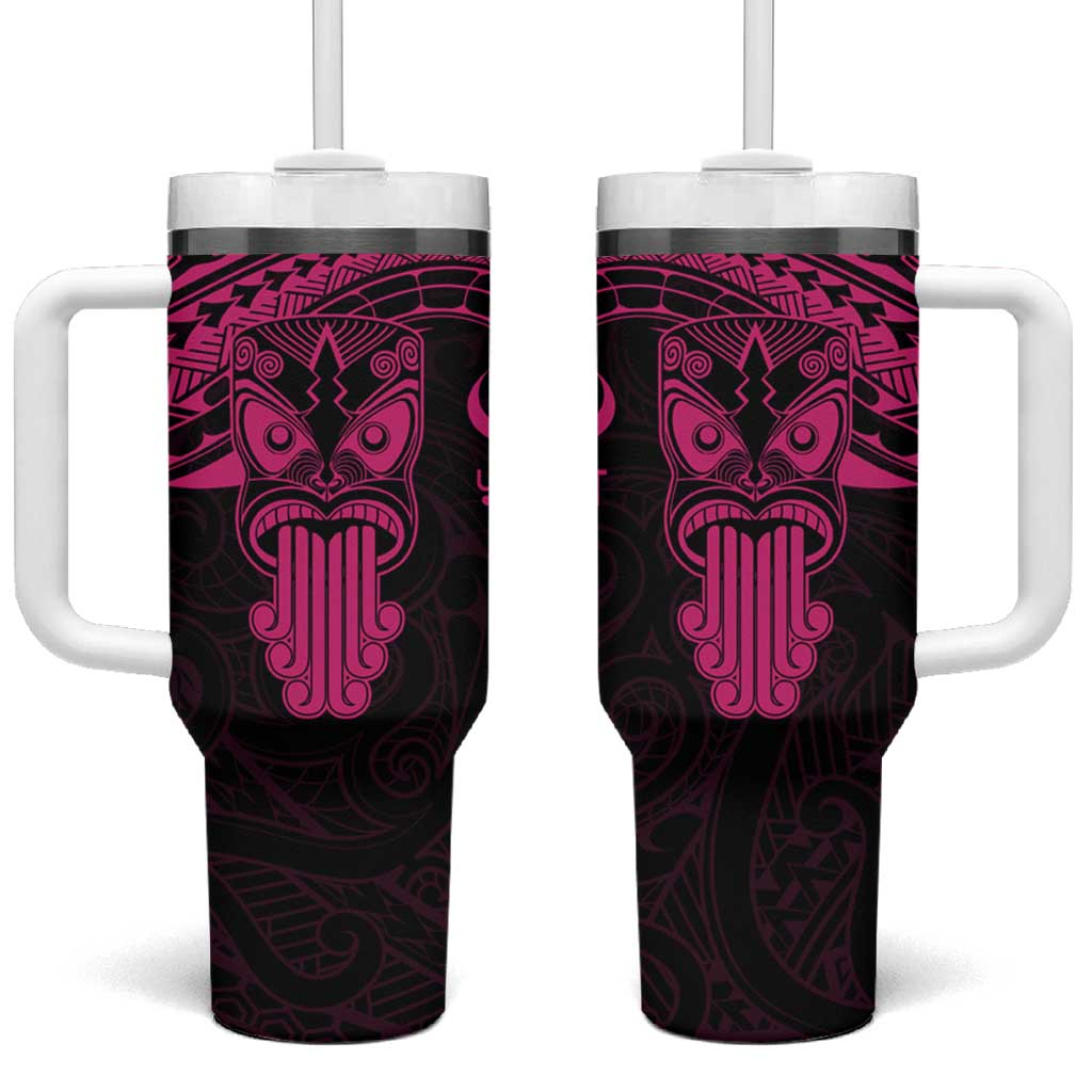 Personalised New Zealand Te Reo Maori Tumbler With Handle Kia Kaha Maori Language Week Pink Style