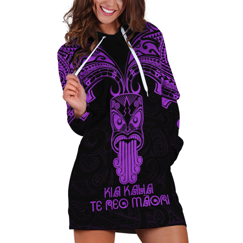 Personalised New Zealand Te Reo Maori Hoodie Dress Kia Kaha Maori Language Week Purple Style LT9 Purple - Polynesian Pride