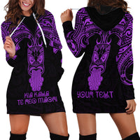 Personalised New Zealand Te Reo Maori Hoodie Dress Kia Kaha Maori Language Week Purple Style LT9 - Polynesian Pride