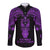 Personalised New Zealand Te Reo Maori Long Sleeve Button Shirt Kia Kaha Maori Language Week Purple Style LT9 Unisex Purple - Polynesian Pride