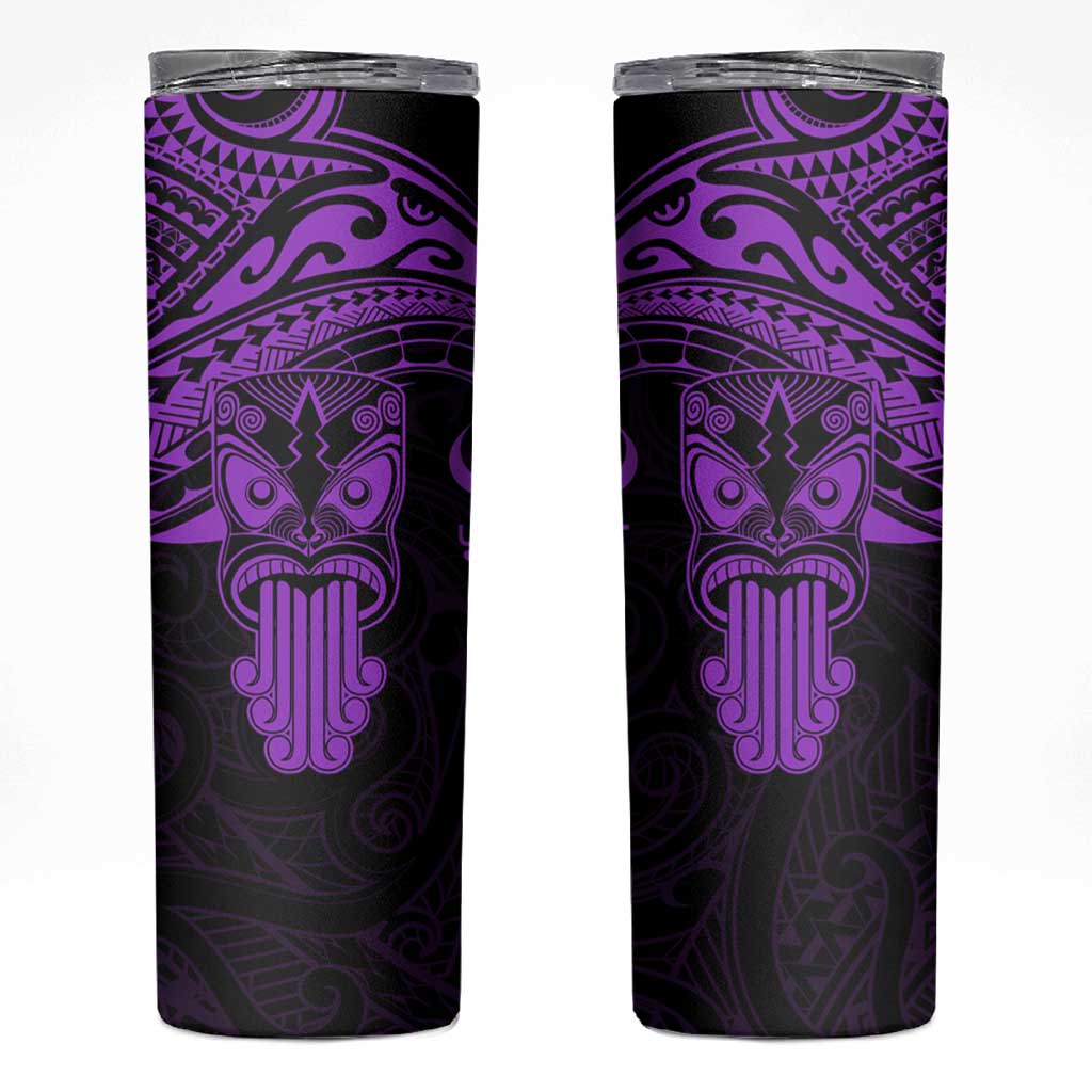 Personalised New Zealand Te Reo Maori Skinny Tumbler Kia Kaha Maori Language Week Purple Style