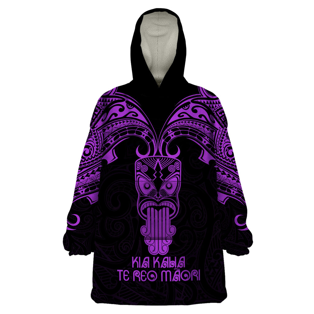 Personalised New Zealand Te Reo Maori Wearable Blanket Hoodie Kia Kaha Maori Language Week Purple Style LT9 One Size Purple - Polynesian Pride