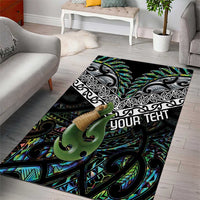Personalised Maori Manaia Area Rug New Zealand Tribal Hei Matau Papua Shell