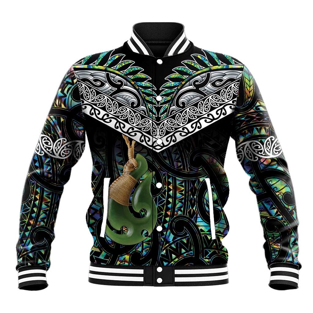 Personalised Maori Manaia Baseball Jacket New Zealand Tribal Hei Matau Papua Shell LT9 Unisex Green - Polynesian Pride