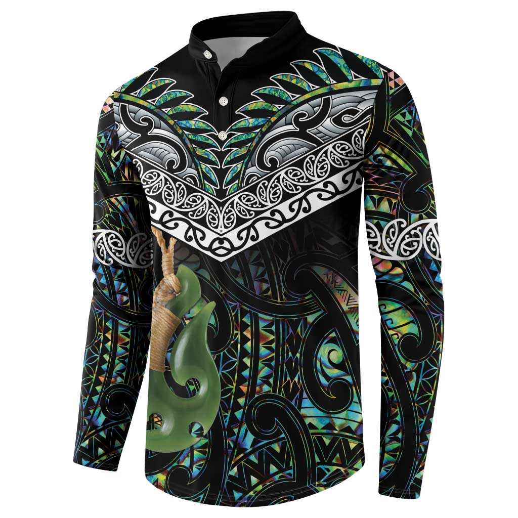Personalised Maori Manaia Button Sweatshirt New Zealand Tribal Hei Matau Papua Shell LT9 - Polynesian Pride