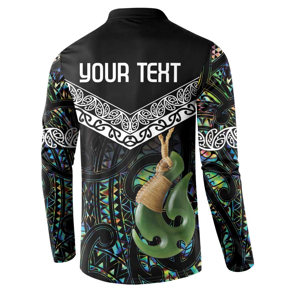 Personalised Maori Manaia Button Sweatshirt New Zealand Tribal Hei Matau Papua Shell LT9 - Polynesian Pride