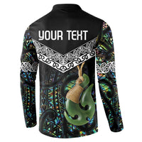 Personalised Maori Manaia Button Sweatshirt New Zealand Tribal Hei Matau Papua Shell LT9 - Polynesian Pride