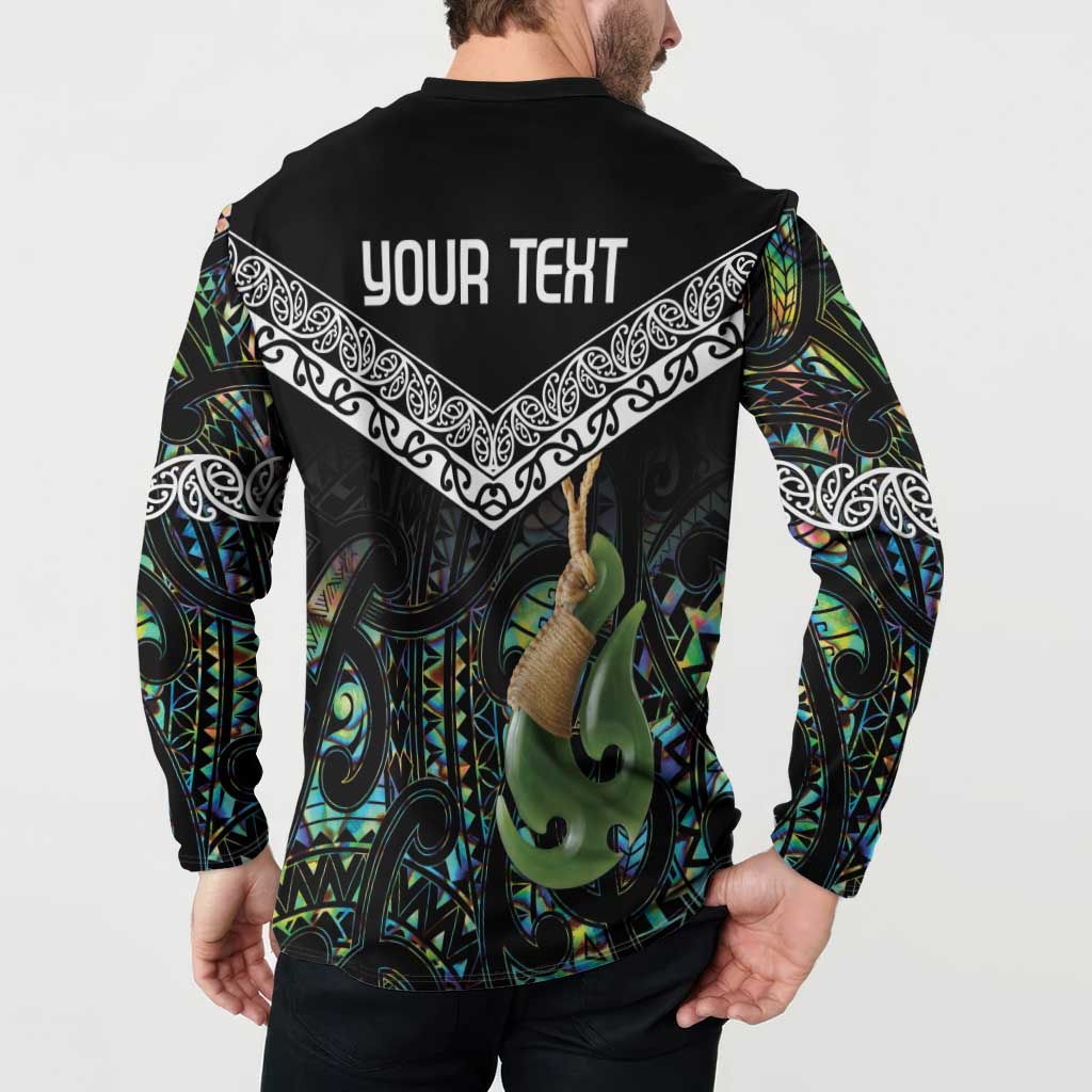 Personalised Maori Manaia Button Sweatshirt New Zealand Tribal Hei Matau Papua Shell LT9 - Polynesian Pride