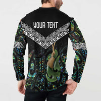 Personalised Maori Manaia Button Sweatshirt New Zealand Tribal Hei Matau Papua Shell LT9 - Polynesian Pride