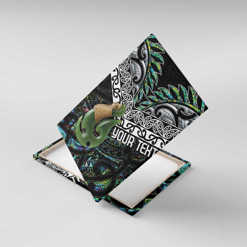 Personalised Maori Manaia Canvas Wall Art New Zealand Tribal Hei Matau Papua Shell LT9 With Frame Green - Polynesian Pride