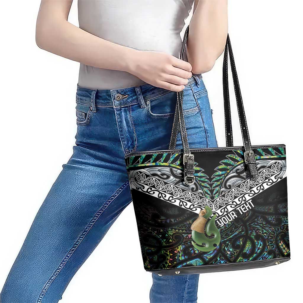 Personalised Maori Manaia Leather Tote Bag New Zealand Tribal Hei Matau Papua Shell LT9 - Polynesian Pride