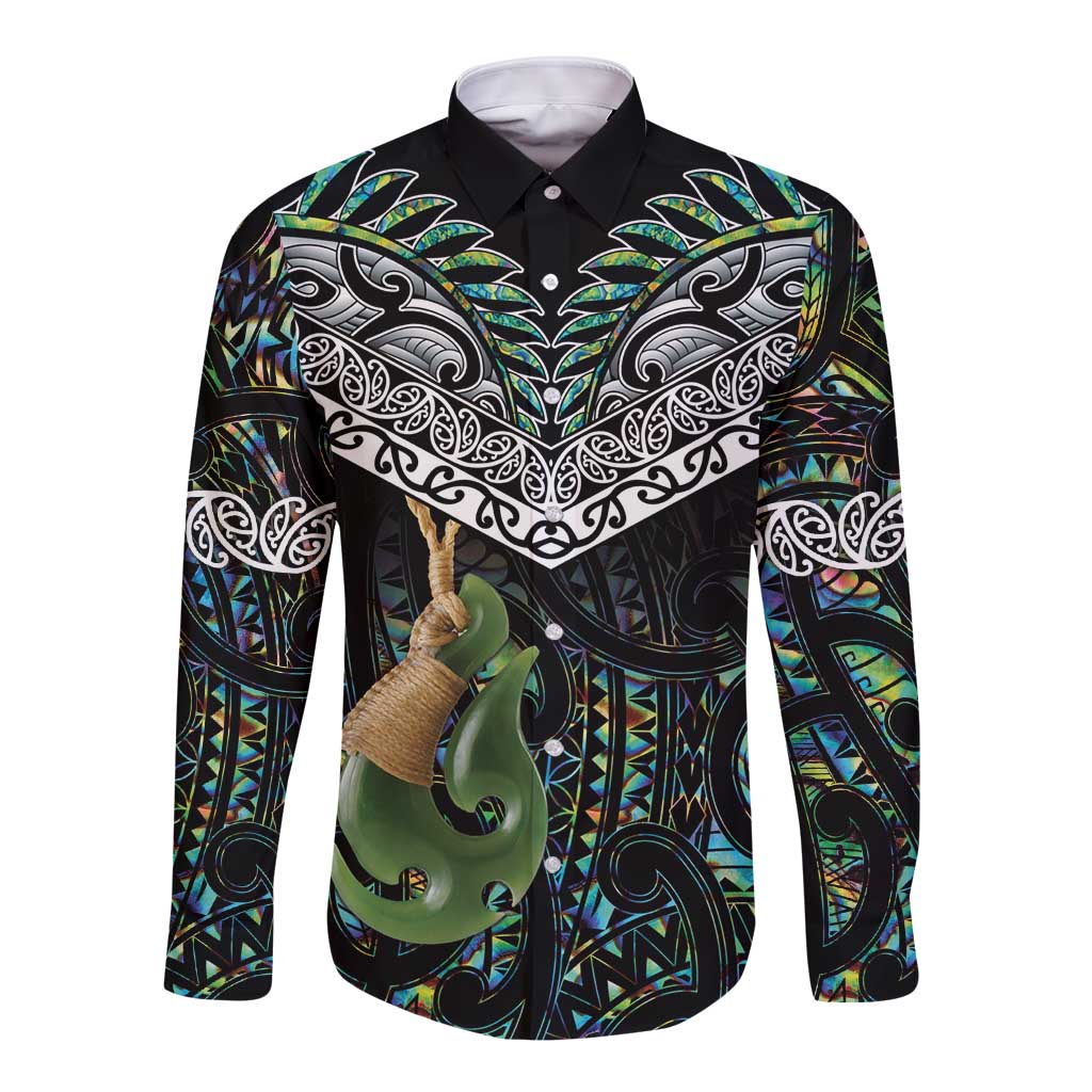 Personalised Maori Manaia Long Sleeve Button Shirt New Zealand Tribal Hei Matau Papua Shell