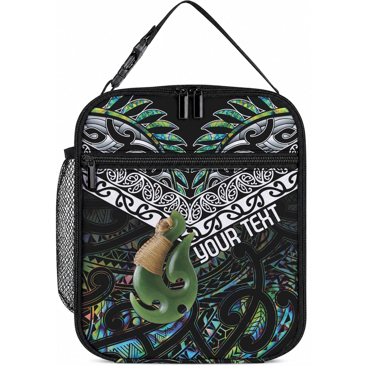 Personalised Maori Manaia Lunch Bag New Zealand Tribal Hei Matau Papua Shell LT9 10.2 × 8.3 × 4.3 inch Green - Polynesian Pride