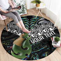 Personalised Maori Manaia Round Carpet New Zealand Tribal Hei Matau Papua Shell