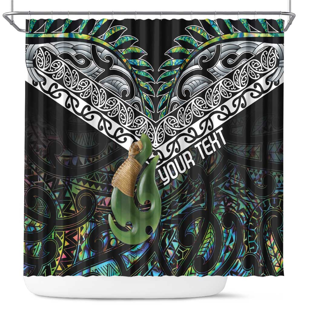 Personalised Maori Manaia Shower Curtain New Zealand Tribal Hei Matau Papua Shell