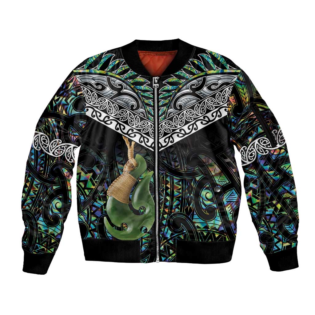 Personalised Maori Manaia Sleeve Zip Bomber Jacket New Zealand Tribal Hei Matau Papua Shell