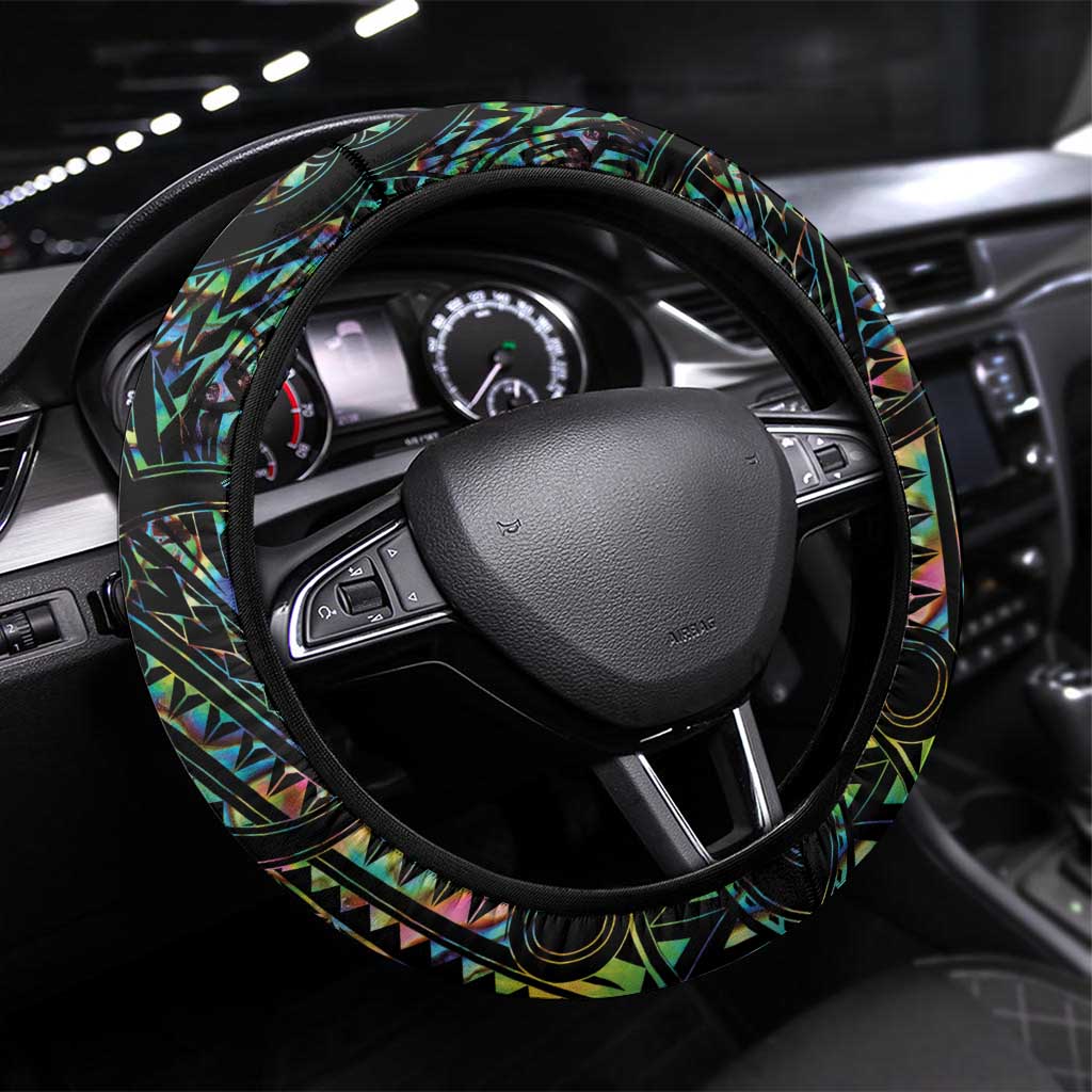 Maori Manaia Steering Wheel Cover New Zealand Tribal Hei Matau Papua Shell LT9 Universal Fit Green - Polynesian Pride